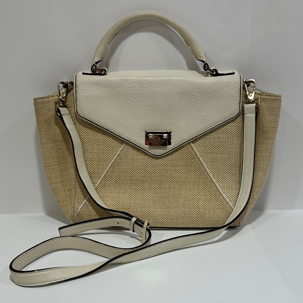 Kate Spade New York Wesley Place Small Laurel Satchel – Straw Leather Crossbody - Picture 2 of 14